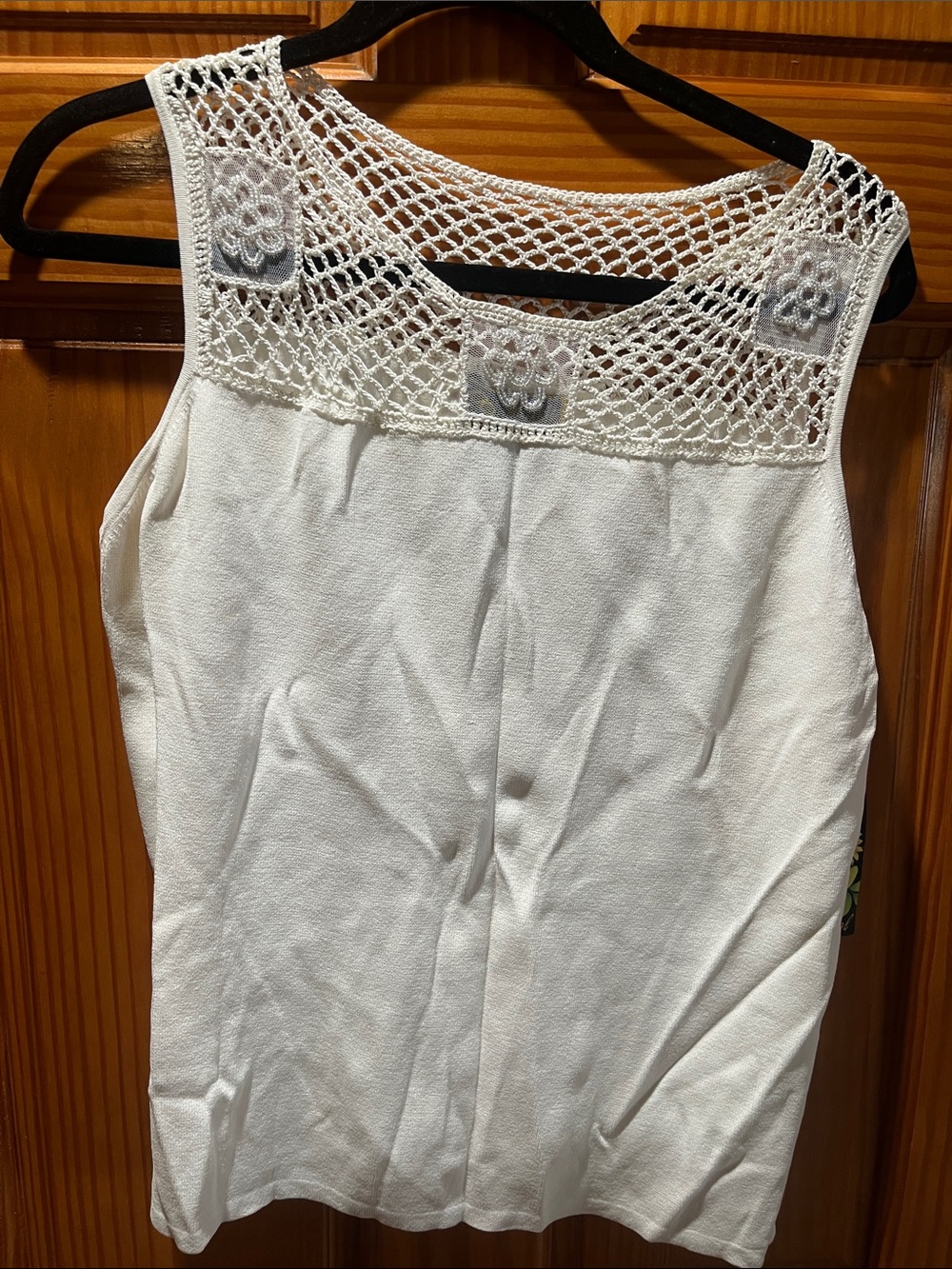 Mirasol White Crochet Yoke Tank Top